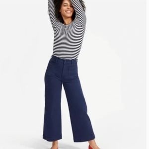 Everlane The Wide Leg Crop Blue Cotton Pants
